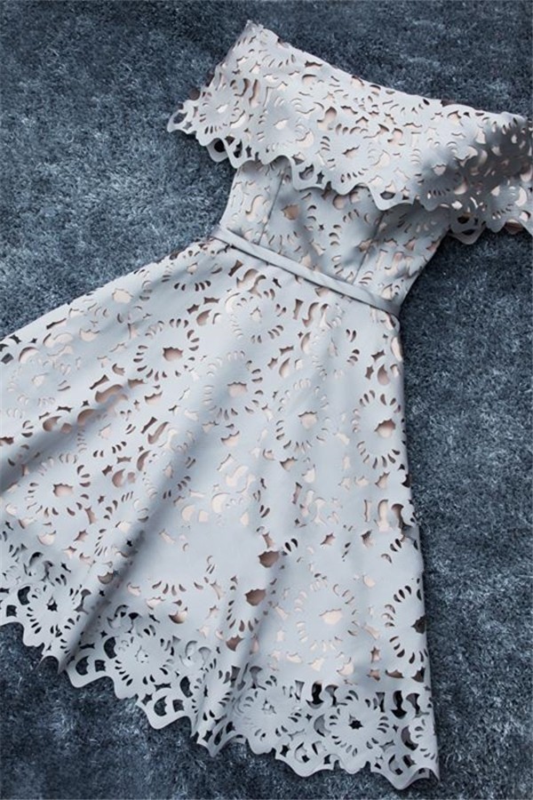 Lace Off-the-Shoulder Simple Short A-Line Homecoming Dress UK BA6832