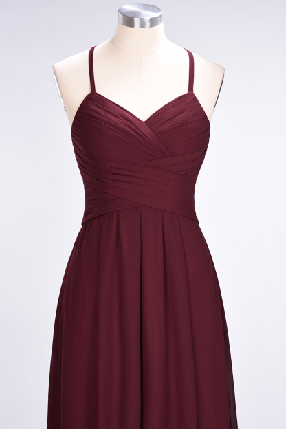 Sexy A-line Flowy Halter Alluring V-neck Sleeveless Floor-Length Bridesmaid Dress UK UK with Ruffles