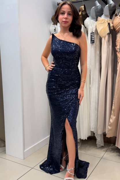Strapless Sequins Floor-length Mermaid Prom Dresses Split Front