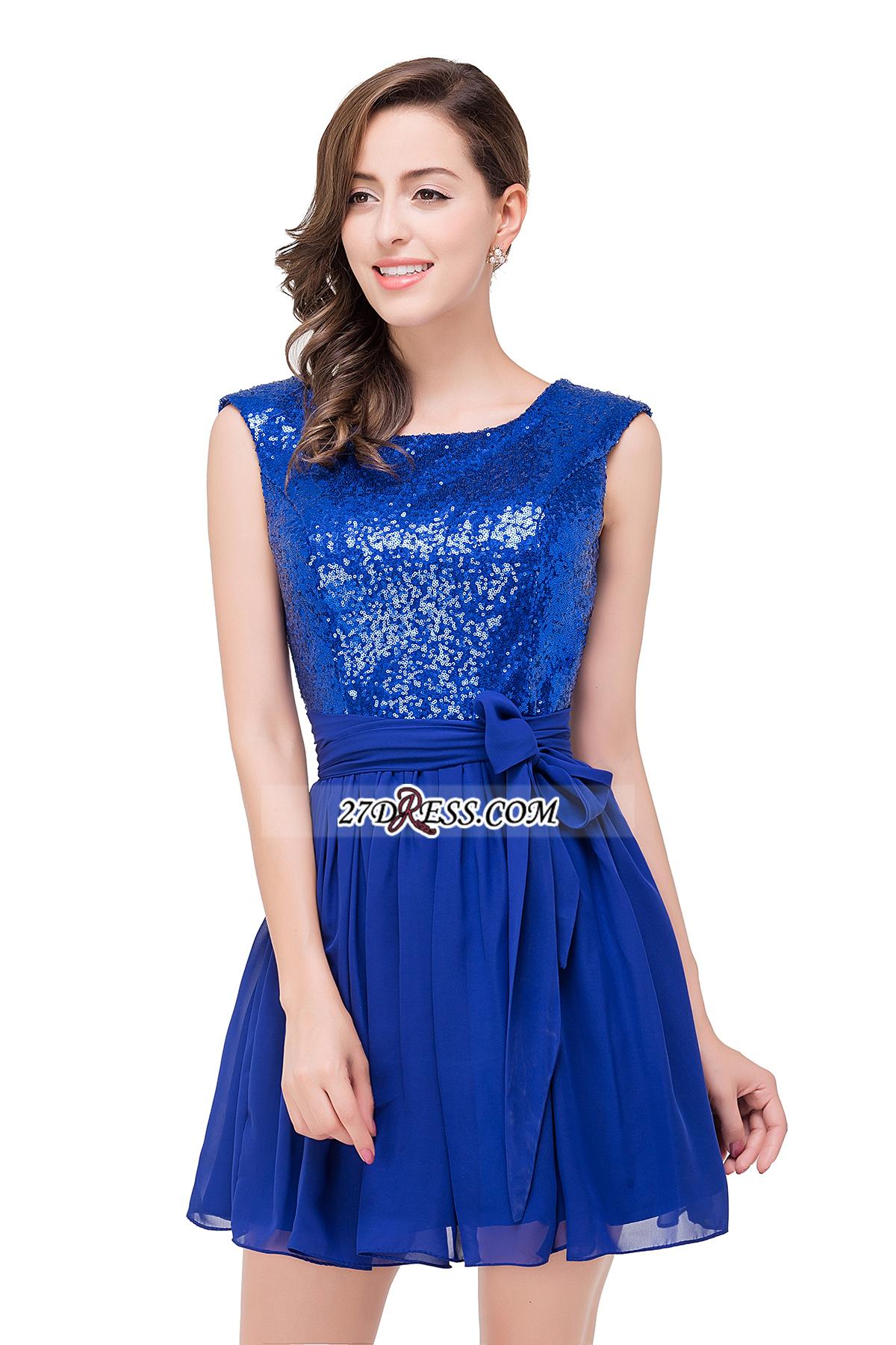 Chiffon Sexy Short Sequins Sleeveless Homecoming Dress UK BA3752