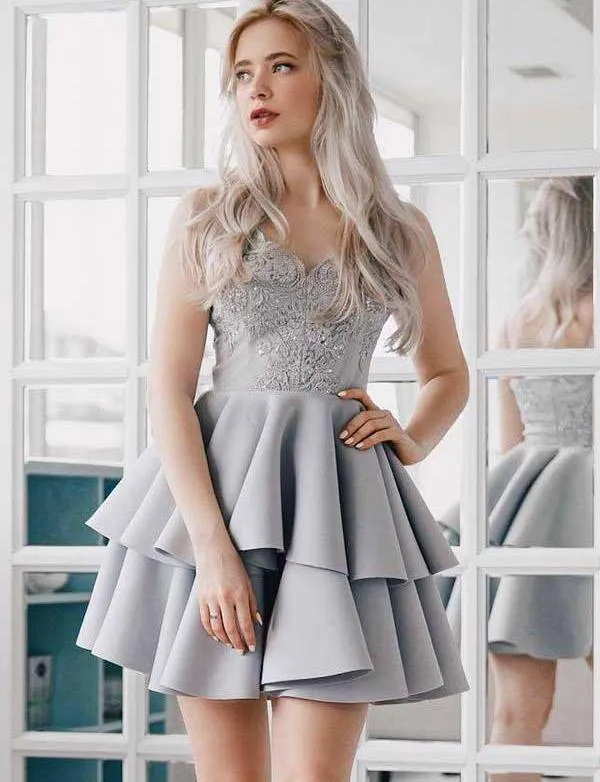 Stunning A-Line Appliques Spaghetti Straps Mini length Homecoming Dress UK