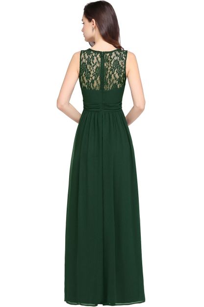 Elegant Ruched Chiffon Bridesmaid Dress Sleeveless Floral Lace Floor Length Dress for Casual Wear