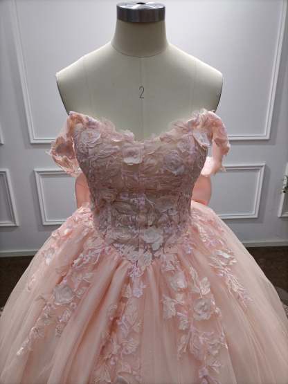 Off-the-Shoulder Tulle A-Line Evening Dresses with Applique