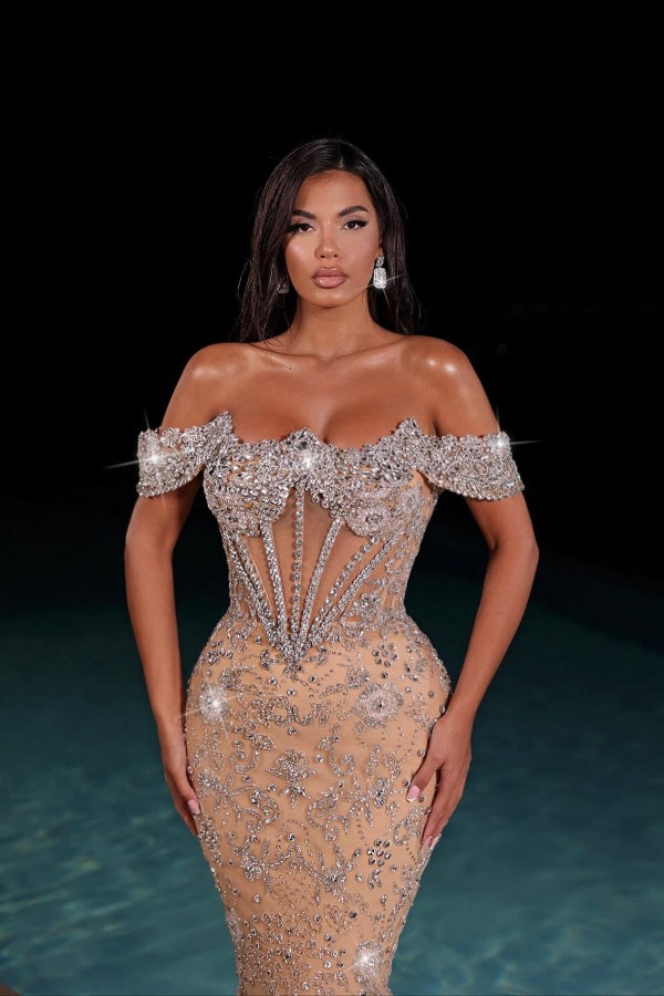 Off-the-Shoulder Floor Length Sheath Evening Dresses