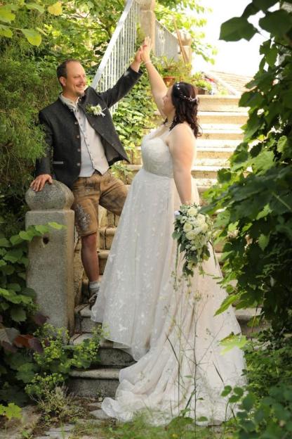 A-Line Tulle Plus Size Wedding Dresses with Applique
