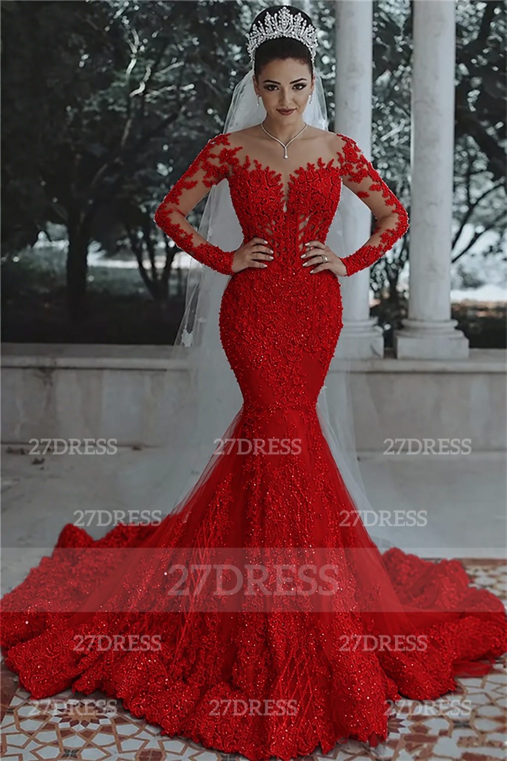 Glamorous Beaded Lace Sexy Mermaid Wedding Dresses UK with Sleeves Sheer Tulle Appliques Bride Dresses