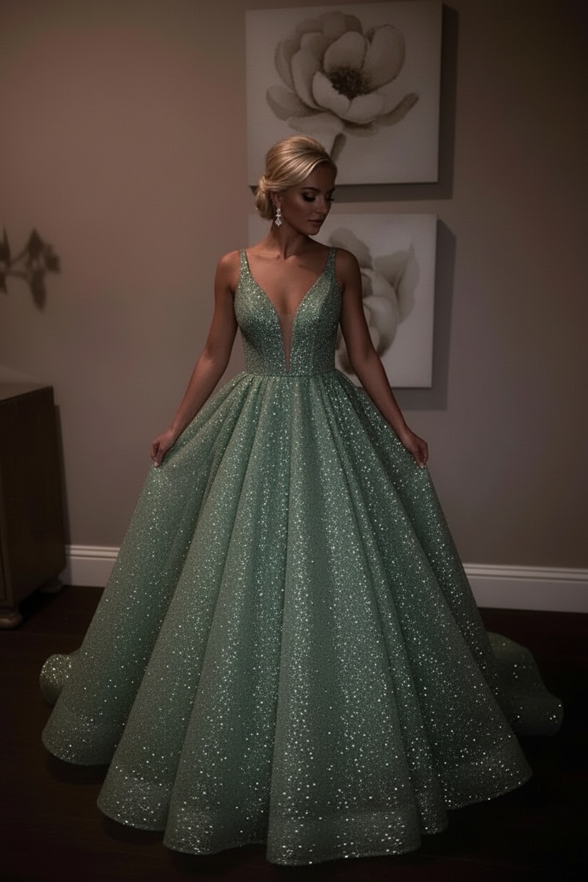 Sparkly Sequins Prom Dress UK | Backless White A-Line Evening Gowns