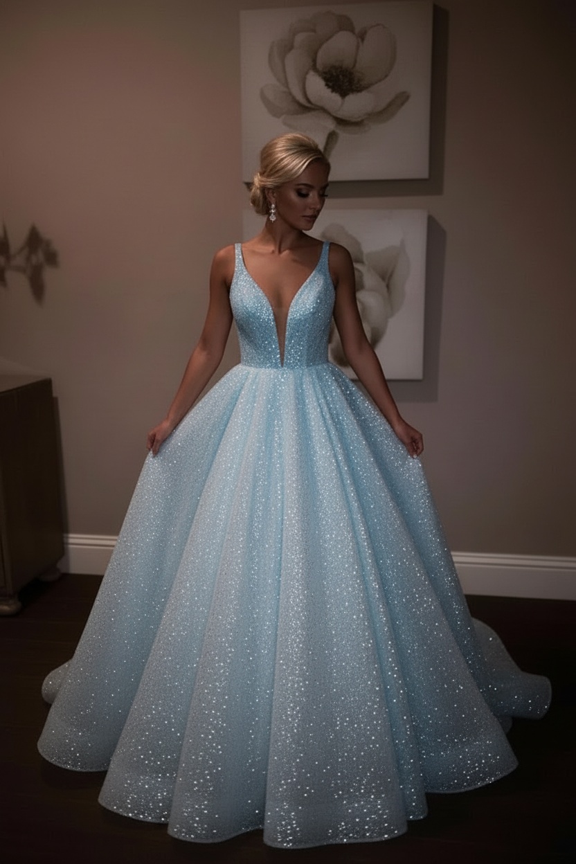 Sparkly Sequins Prom Dress UK | Backless White A-Line Evening Gowns