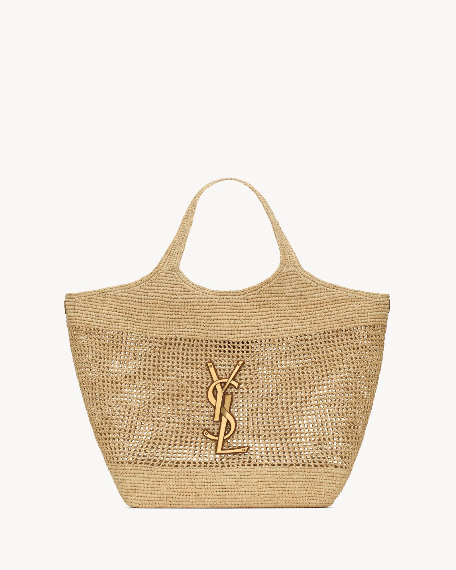 YSL ICARE Raffia Crochet Large Shopping Bag