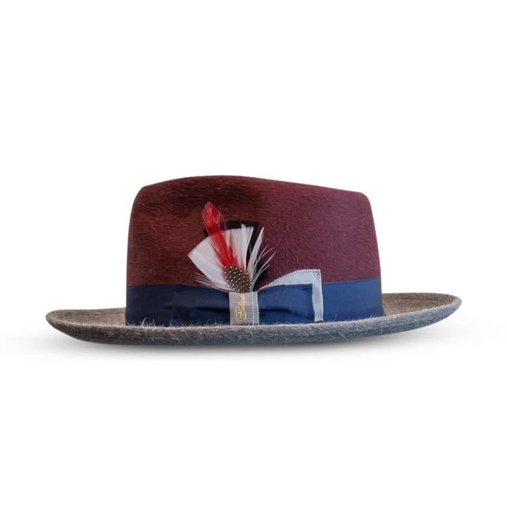 Fox Fedora - Two Tone - Burgundy/Gray