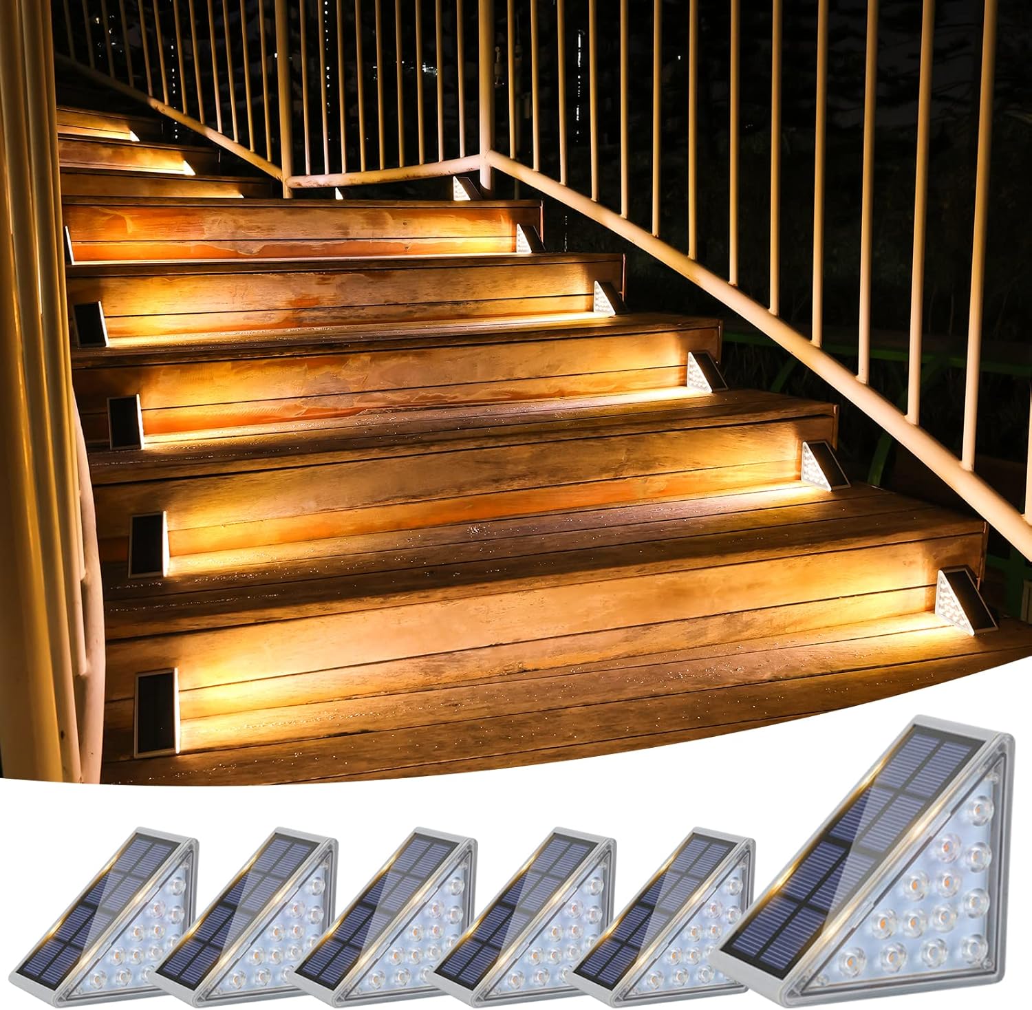 VOLISUN Solar Stair Lights 6 Pack, Solar Step Lights Outdoor Waterproof IP67, LED Outdoor Step Light,Outdoor Light Decor for Garden Stair, Deck, Front Step, Front Porch, and Patio（3000K）