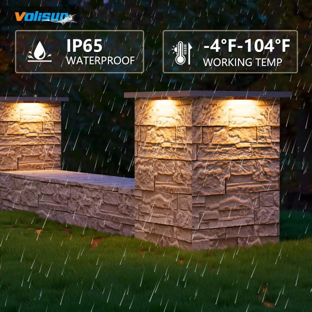 VOLISUN 12 Pack 7 Inch Retaining Wall Lights, Waterproof LED Hardscape Lighting, Cuttable Low Voltage Landscape Lighting, 12V Paver Lights, 3W Outdoor Step Lights, 2700K Soft White, ETL