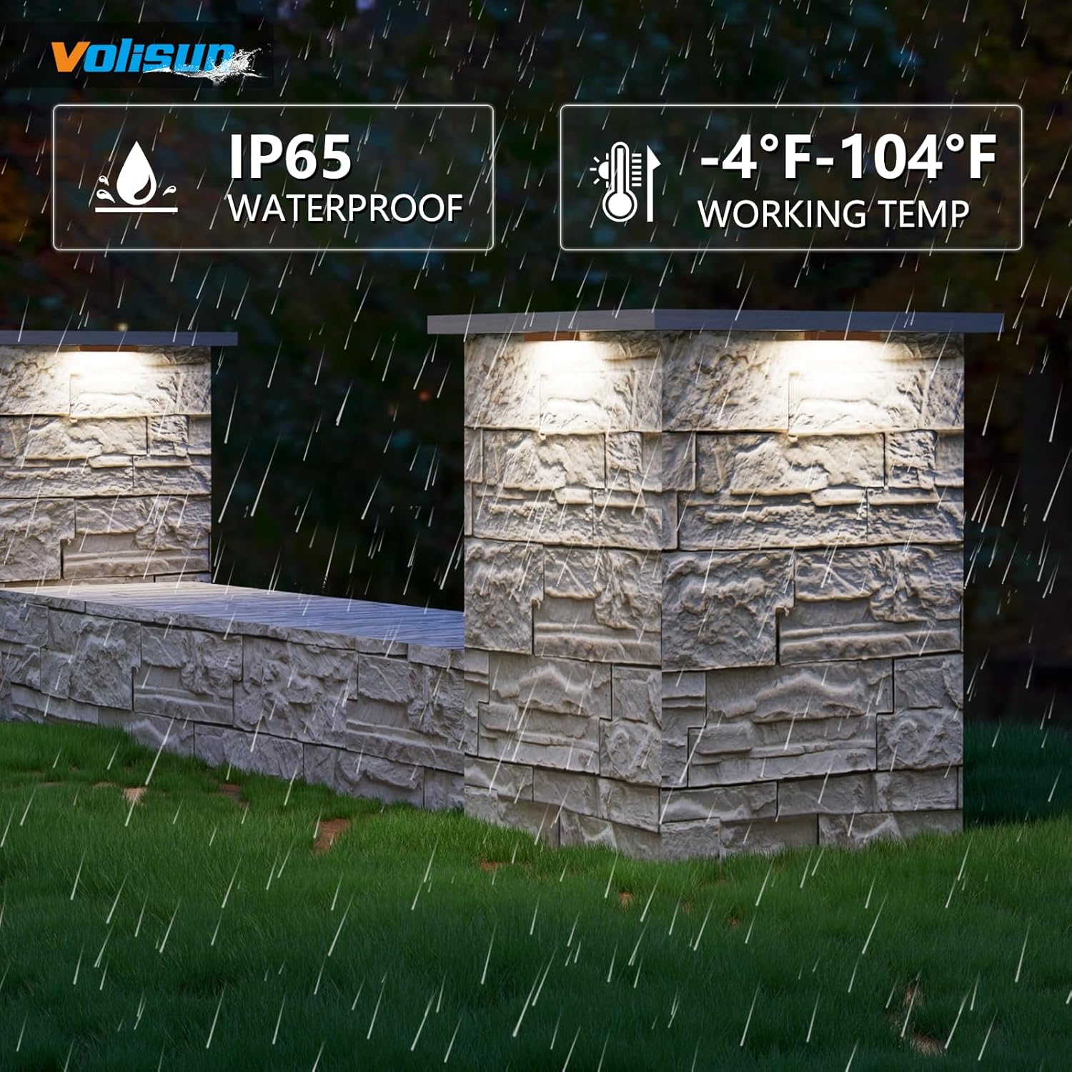 VOLISUN 12 Pack 7 Inch Retaining Wall Lights, Waterproof LED Hardscape Lighting, Cuttable Low Voltage Landscape Lighting, 12V Paver Lights, 3W Outdoor Step Lights, 5000K Daylight, ETL