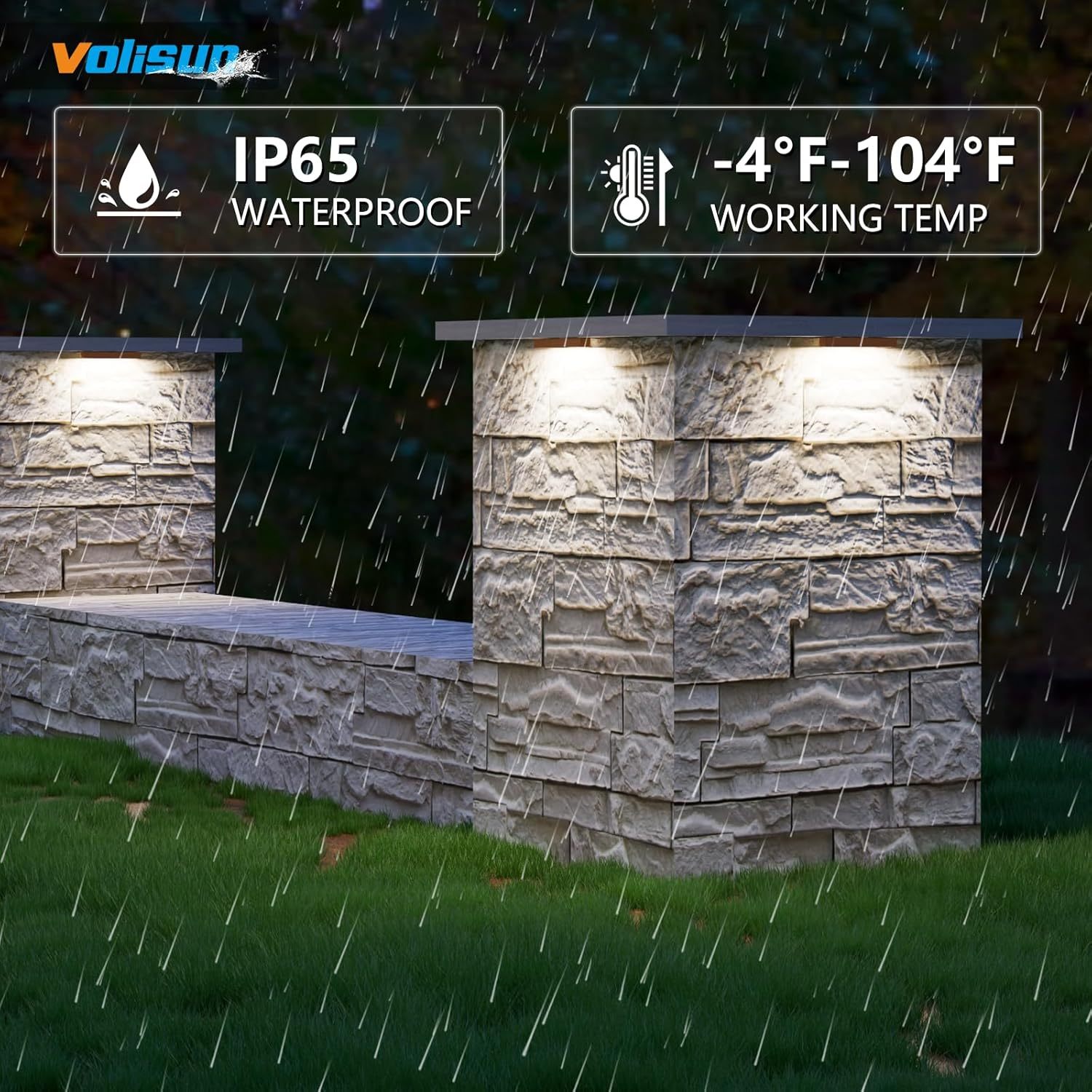 VOLISUN 12 Pack 7 Inch Retaining Wall Lights, Waterproof LED Hardscape Lighting, Cuttable Low Voltage Landscape Lighting, 12V Paver Lights, 3W Outdoor Step Lights, 5000K Daylight, ETL