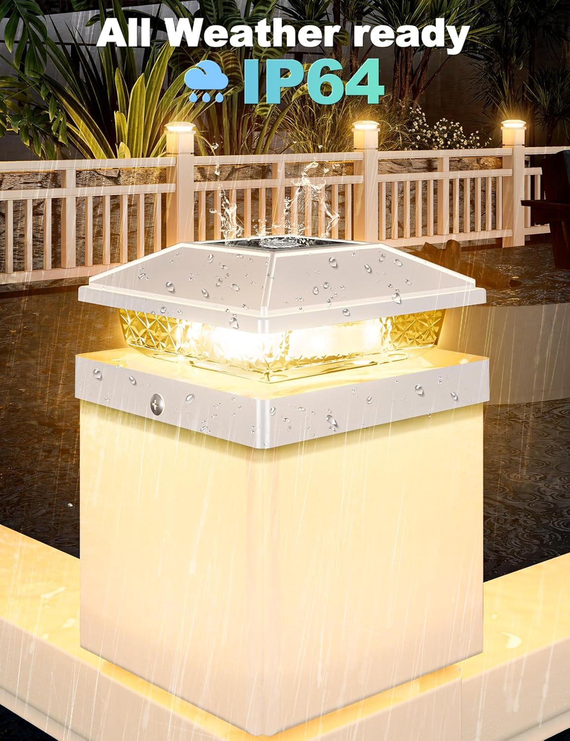 VOLISUN 4x4 Solar Post Cap Light 12pack,Solar Fence - Cap Lights Outdoor Waterproof for Wooden/Vinyl Post, Deck Post Cap Light Solar Powered with Warm White for Garden/Patio/Porch