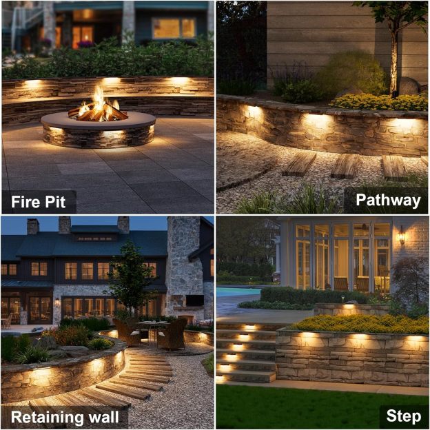 VOLISUN 12 Pack 7 Inch Retaining Wall Lights, Waterproof LED Hardscape Lighting, Cuttable Low Voltage Landscape Lighting, 12V Paver Lights, 3W Outdoor Step Lights, 2700K Soft White, ETL