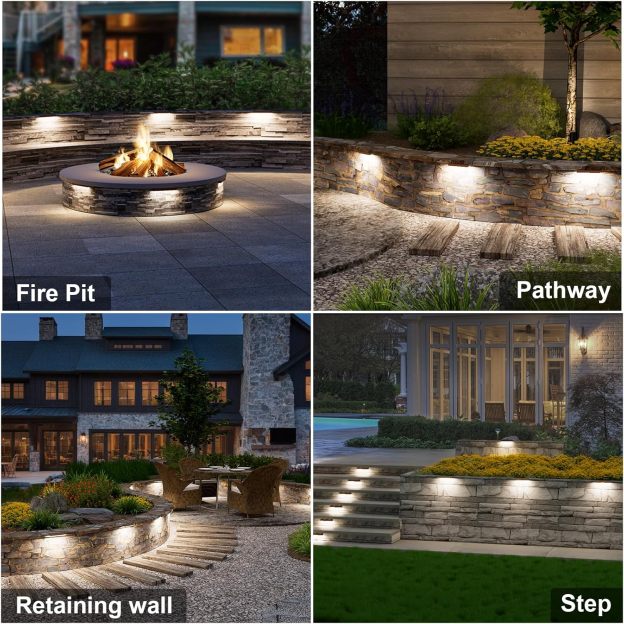 VOLISUN 12 Pack 7 Inch Retaining Wall Lights, Waterproof LED Hardscape Lighting, Cuttable Low Voltage Landscape Lighting, 12V Paver Lights, 3W Outdoor Step Lights, 5000K Daylight, ETL