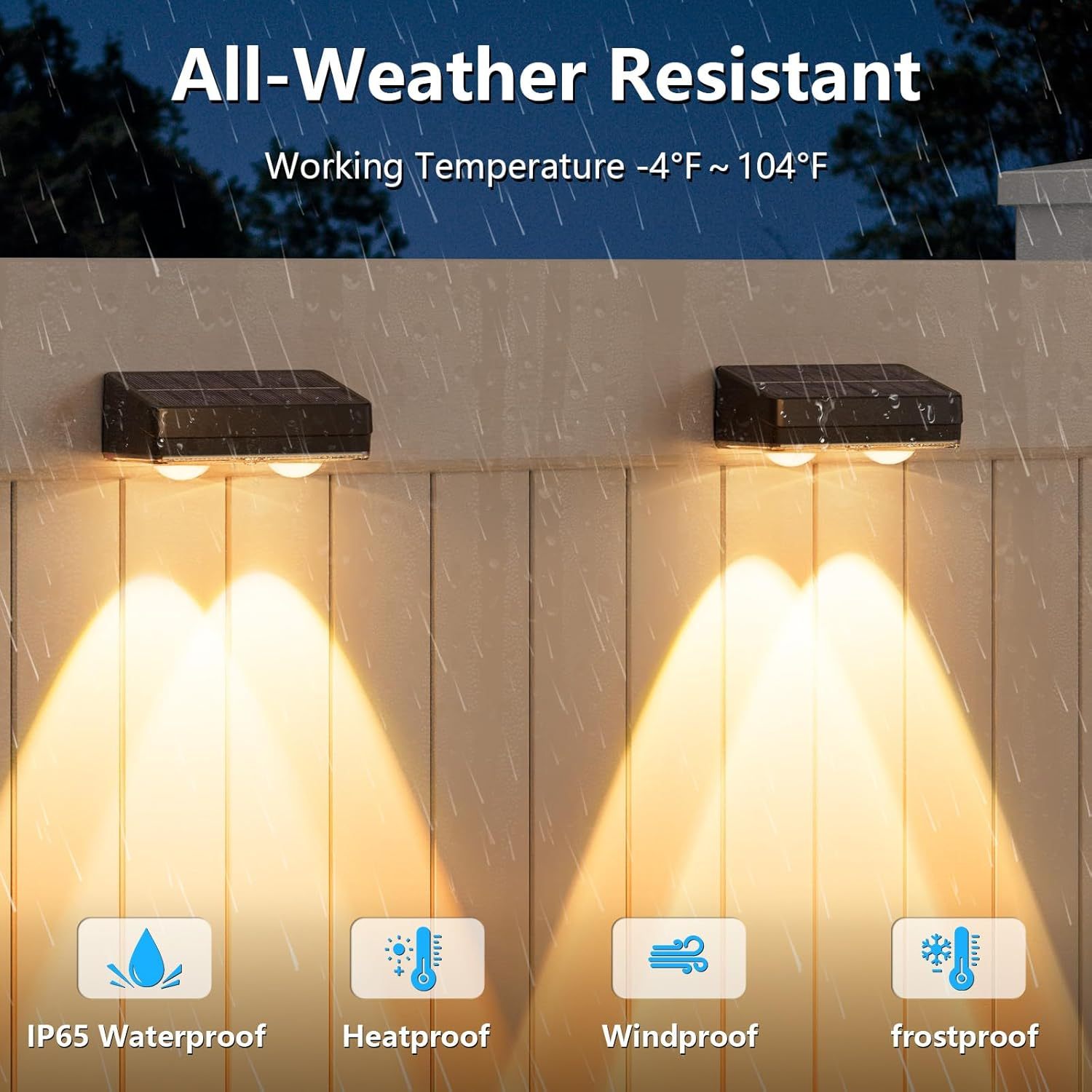 VOLISUN Solar Fence Lights 12 Pack, Warm White, Cool White and RGB Color Glow LED Solar Lights, IP65 Waterproof Fence Solar Lights Outdoor for Patio, Backyard, Railing, Deck, Fence and Wall（Black）