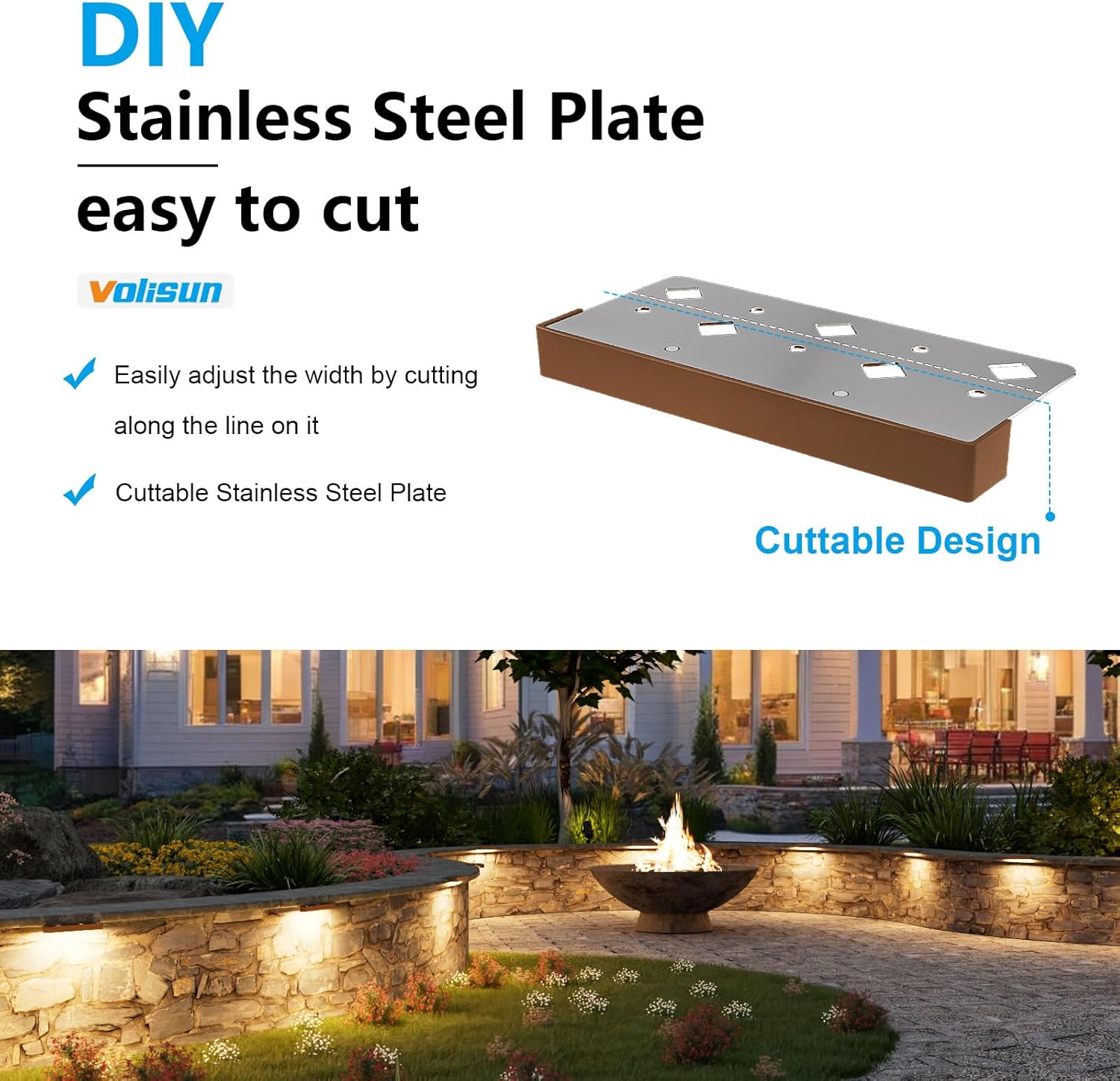 VOLISUN 8 Pack 7 Inch Retaining Wall Lights, Waterproof LED Hardscape Lighting, Cuttable Low Voltage Landscape Lighting, 12V Paver Lights, 3W Outdoor Step Lights, 2700K Soft White, ETL