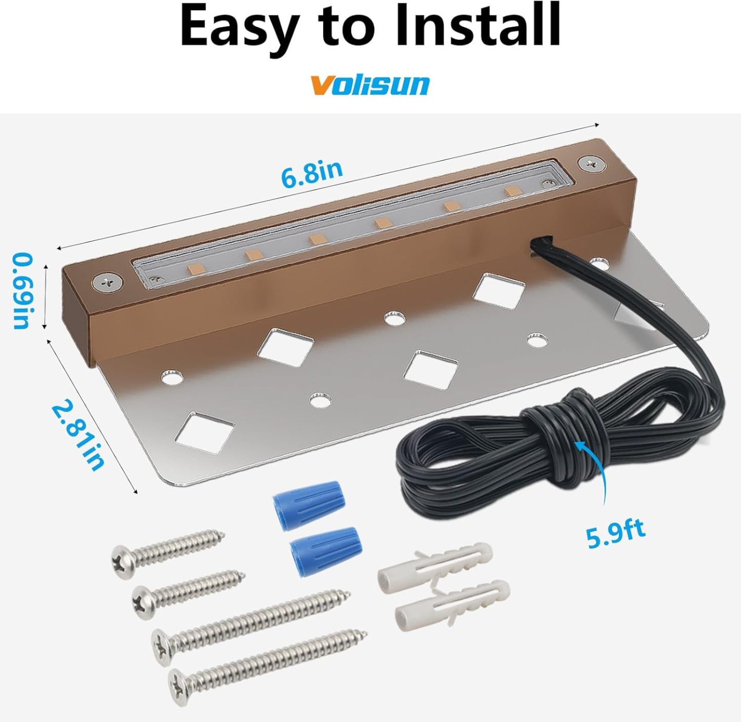 VOLISUN 8 Pack 7 Inch Retaining Wall Lights, Waterproof LED Hardscape Lighting, Cuttable Low Voltage Landscape Lighting, 12V Paver Lights, 3W Outdoor Step Lights, 2700K Soft White, ETL