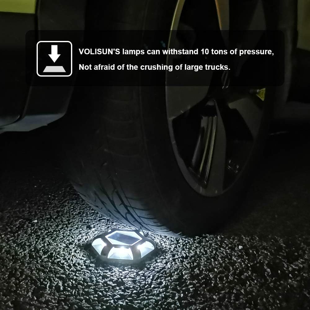 VOLISUN Solar Deck Lights, Waterproof 1200mAh Wireless Outdoor LED Aluminum Dock Lighting Warning Step Lights for Driveway Sidewalk Garden Pathway Yard