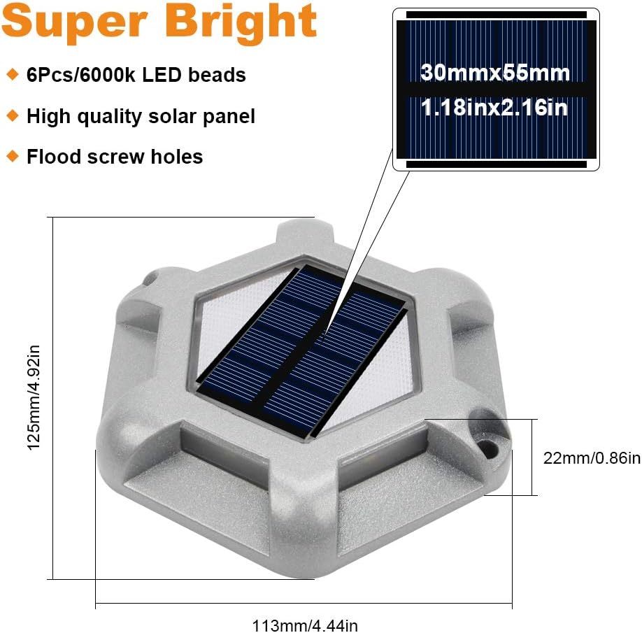 VOLISUN Solar Deck Lights, Waterproof 1200mAh Wireless Outdoor LED Aluminum Dock Lighting Warning Step Lights for Driveway Sidewalk Garden Pathway Yard