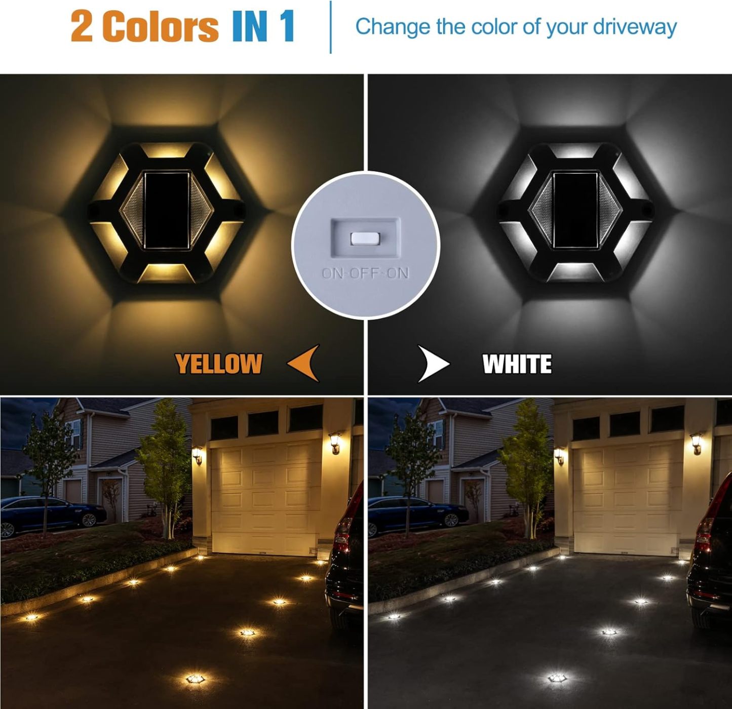 VOLISUN Solar Deck Lights, Waterproof 1200mAh Wireless Outdoor LED Aluminum Dock Lighting Warning Step Lights for Driveway Sidewalk Garden Pathway Yard