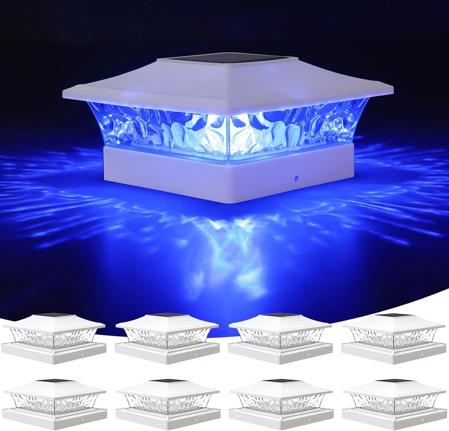 VOLISUN Solar Post Cap Light : RGB Color Changing - Fence Post Lights Solar Outdoor Waterproof for 4x4 x5 x6 WoodenVinyl Post