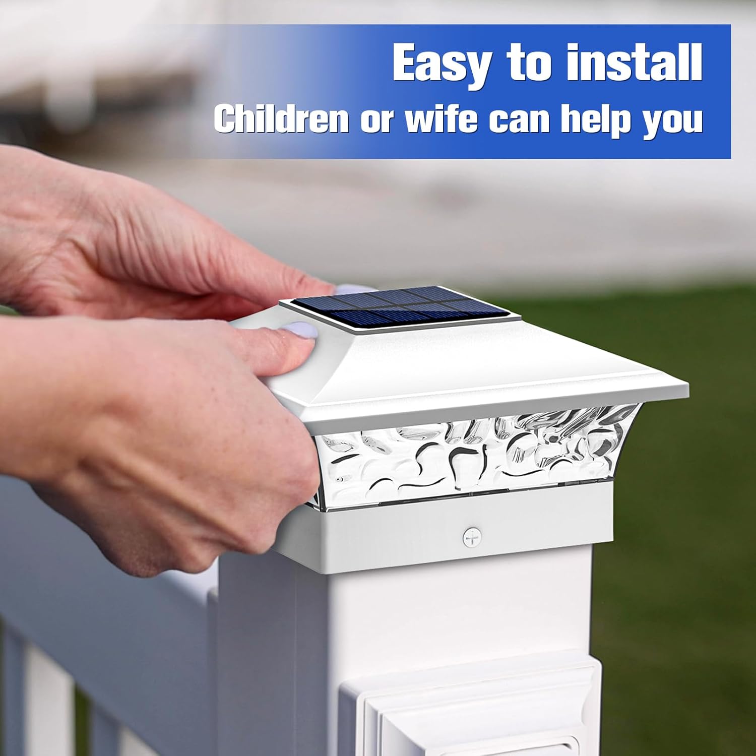 VOLISUN Solar Post Cap Lights Outdoor 4x4/6x6 Wooden/Vinyl Fence Cap Lights for Patio/Garden,Warm White with 2 Lighting Modes Waterproof,ABS Shell Lens