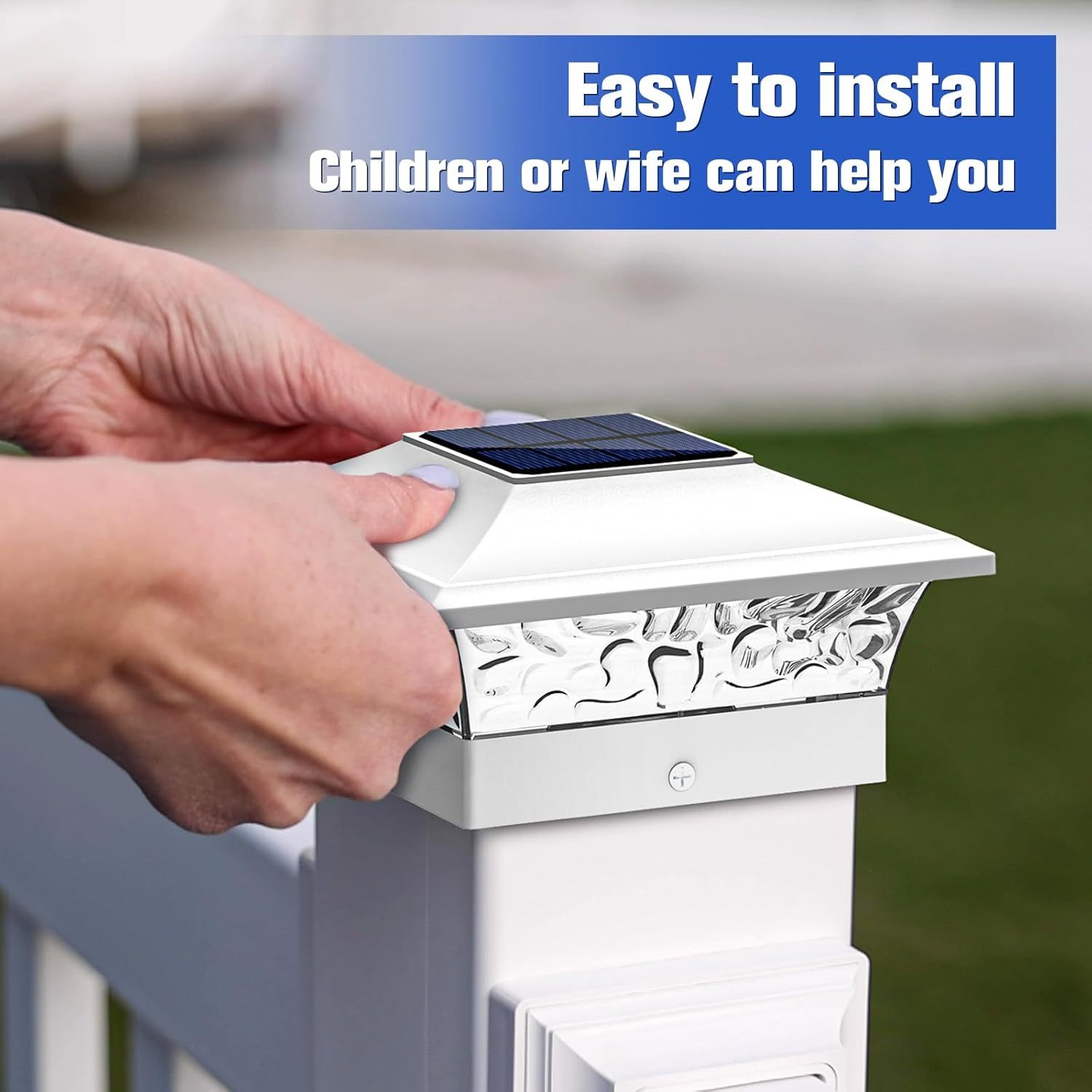 VOLISUN Solar Post Cap Lights Outdoor 4x4/6x6 Wooden/Vinyl Fence Cap Lights for Patio/Garden,Warm White with 2 Lighting Modes Waterproof,ABS Shell Lens