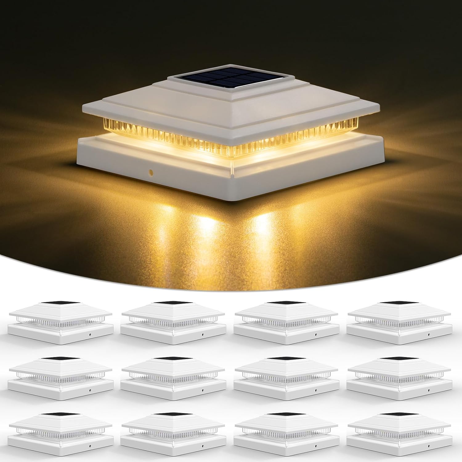 VOLISUN Solar Fence - Post Lights, Solar Post Cap Light Outdoor Waterp