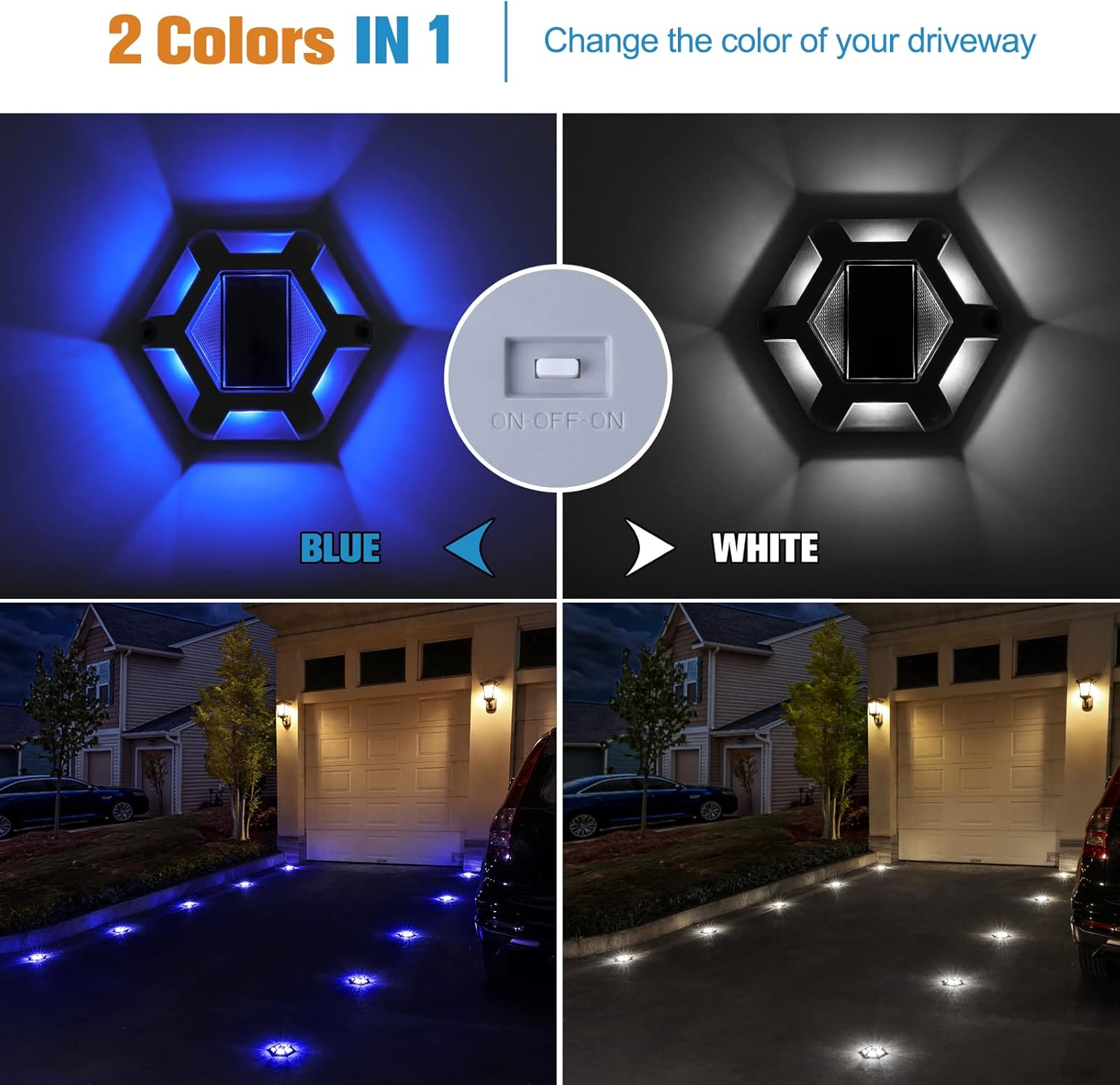 VOLISUN Solar Deck Lights, Waterproof 1200mAh Wireless Outdoor LED Aluminum Dock Lighting Warning Step Lights for Driveway Sidewalk Garden Pathway Yard