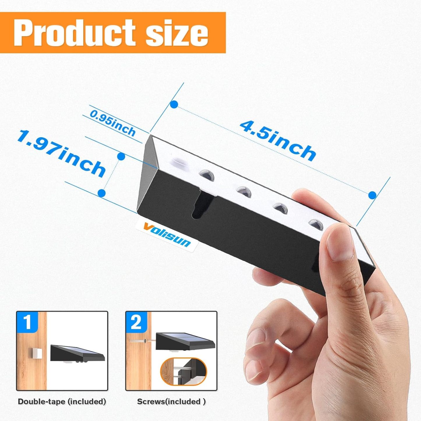 VOLISUN Solar Fence Lights - 100 Lumens Solar Powered Outdoor Lights, Weatherproof Warm White LED Auto On/Off for Fence, Deck, Yard, Patio & Garden (Dusk to Dawn)