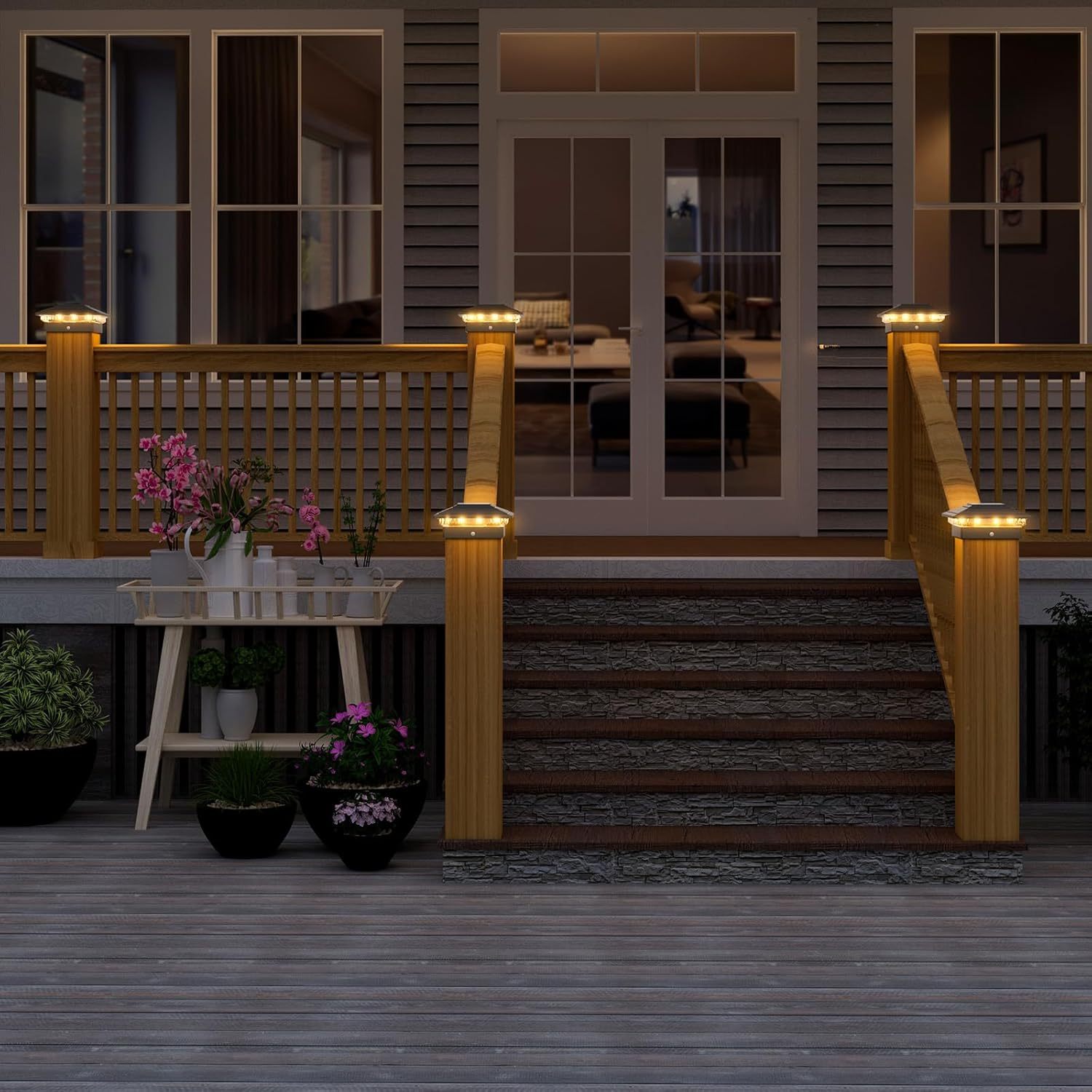 VOLISUN Solar Fence - Post Lights, Solar Post Cap Light Outdoor Waterproof 12pack, Deck Cap Light Solar Powered, for 4x4 5x5 6x6 Wooden/Vinyl Post