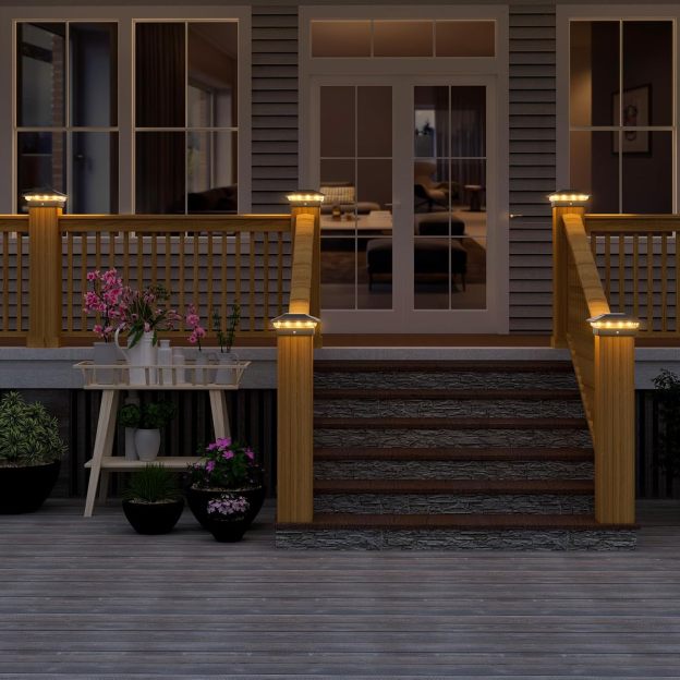 VOLISUN Solar Fence - Post Lights, Solar Post Cap Light Outdoor Waterproof 12pack, Deck Cap Light Solar Powered, for 4x4 5x5 6x6 Wooden/Vinyl Post