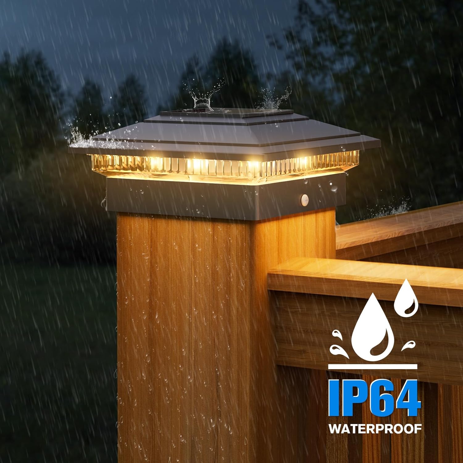 VOLISUN Solar Fence - Post Lights, Solar Post Cap Light Outdoor Waterproof 12pack, Deck Cap Light Solar Powered, for 4x4 5x5 6x6 Wooden/Vinyl Post