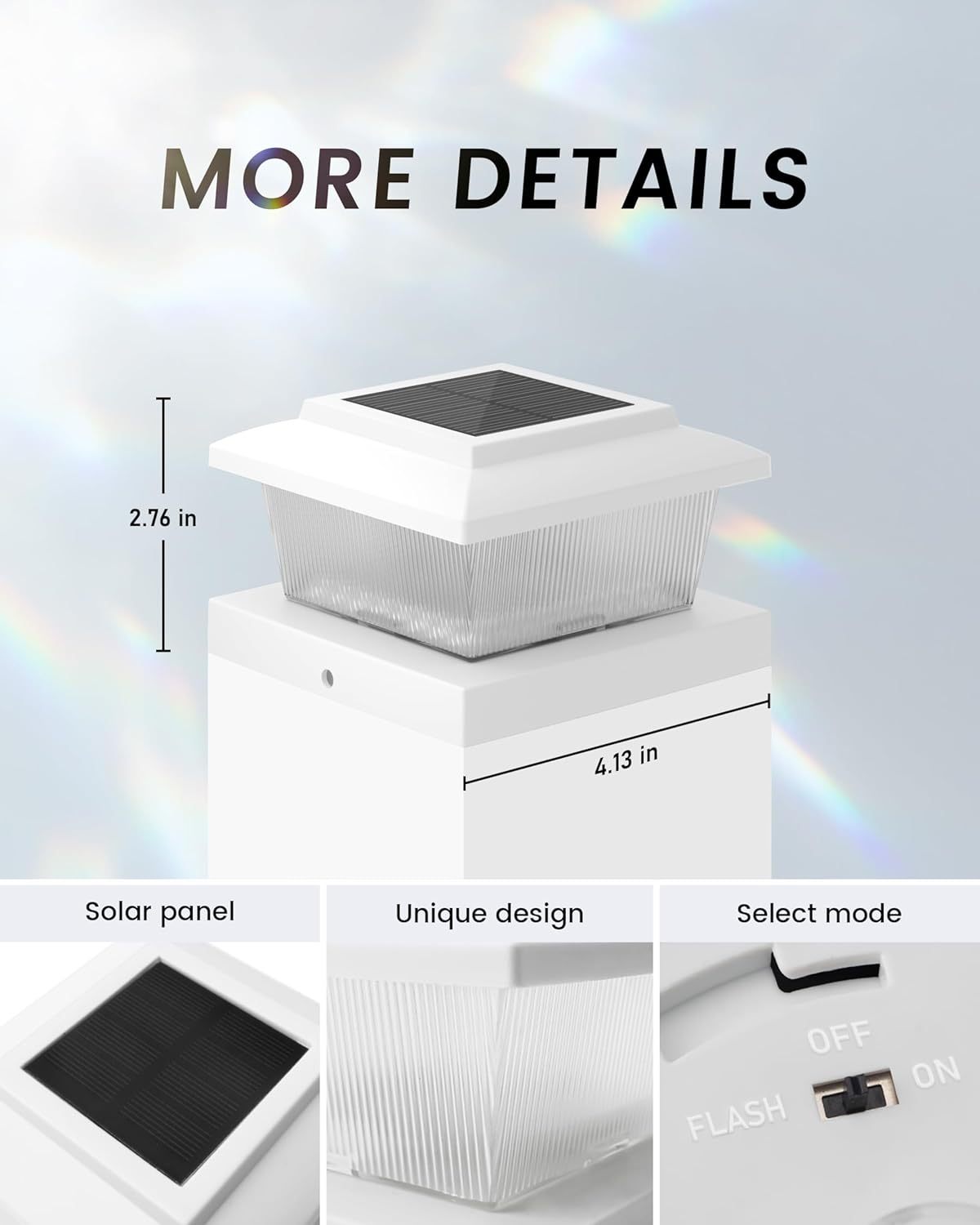 VOLISUN Solar Fence Post Cap Lights 8pack, Solar Deck Cap Flame Light Outdoor Waterproof, High Brightness Flickering Flame SMD LED Lighting, for 4x4 Wooden/4x4 5x5 Vinyl Post