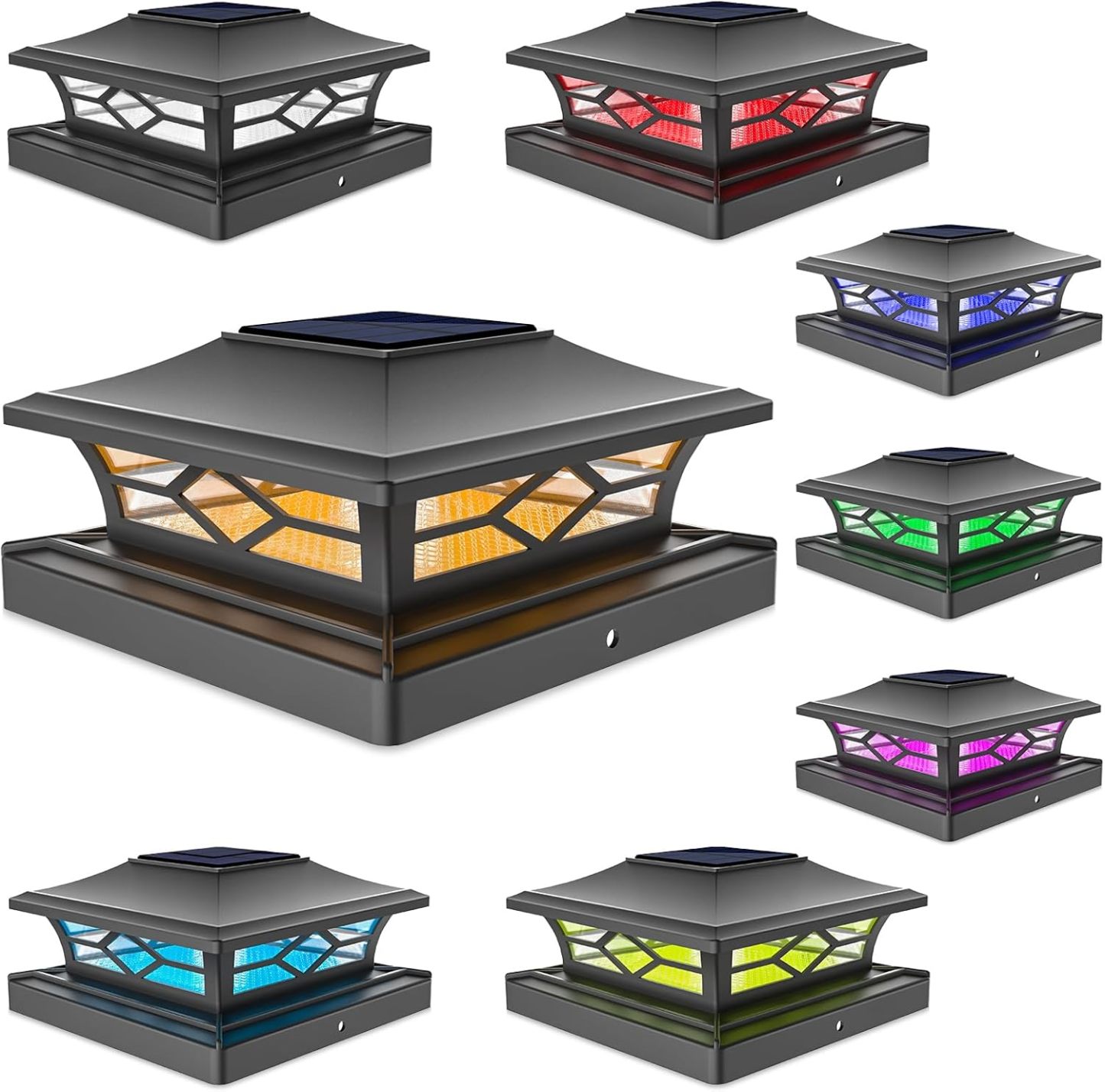 VOLISUN Solar Post Cap Light Outdoor Waterproof: RGB Color Changing - Solar Fence Cap Flashing Lights for 4x4 5x5 6x6 Wooden Vinyl Post