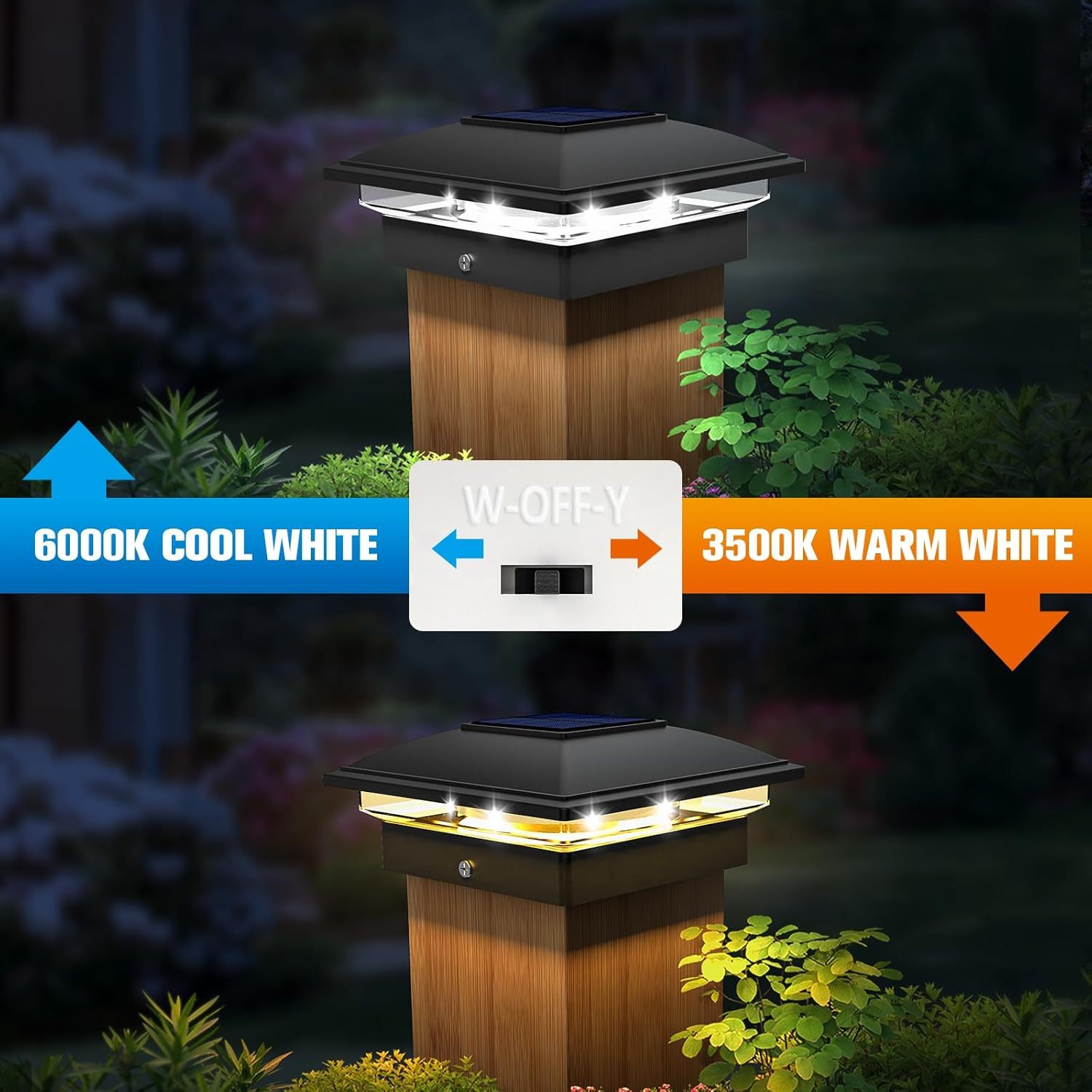 VOLISUN Solar Post Cap Light Outdoor Waterproof ,Solar Fence - Post Lights for 4x4 5x5 6x6 Wooden/Vinyl Post, Deck Cap Light Solar Powered with Warm White for Garden/Patio/Porch