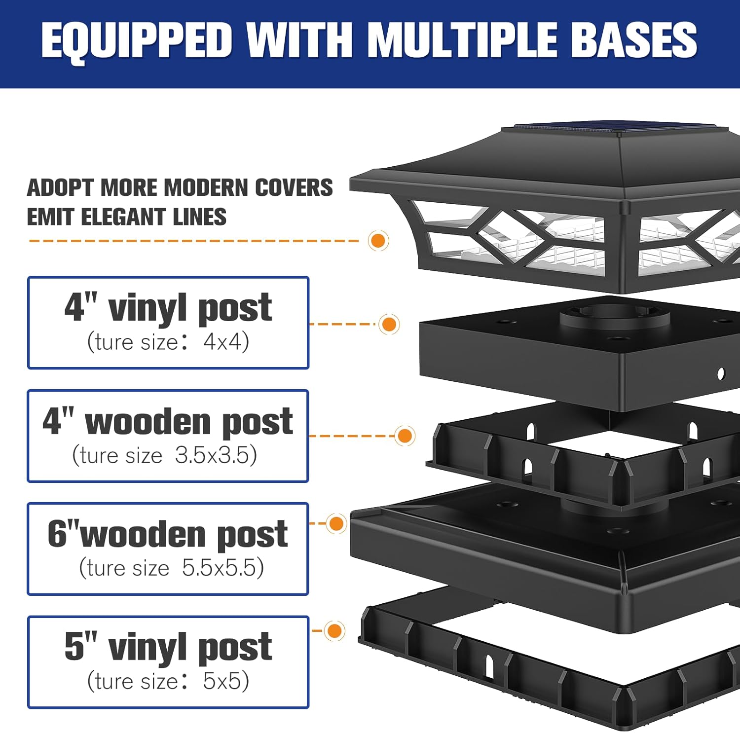 VOLISUN Solar Post Cap Light Outdoor Waterproof: RGB Color Changing - Solar Fence Cap Flashing Lights for 4x4 5x5 6x6 Wooden Vinyl Post