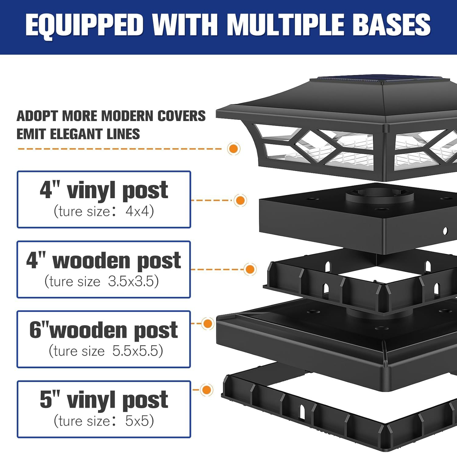 VOLISUN Solar Post Cap Light Outdoor Waterproof: RGB Color Changing - Solar Fence Cap Flashing Lights for 4x4 5x5 6x6 Wooden Vinyl Post