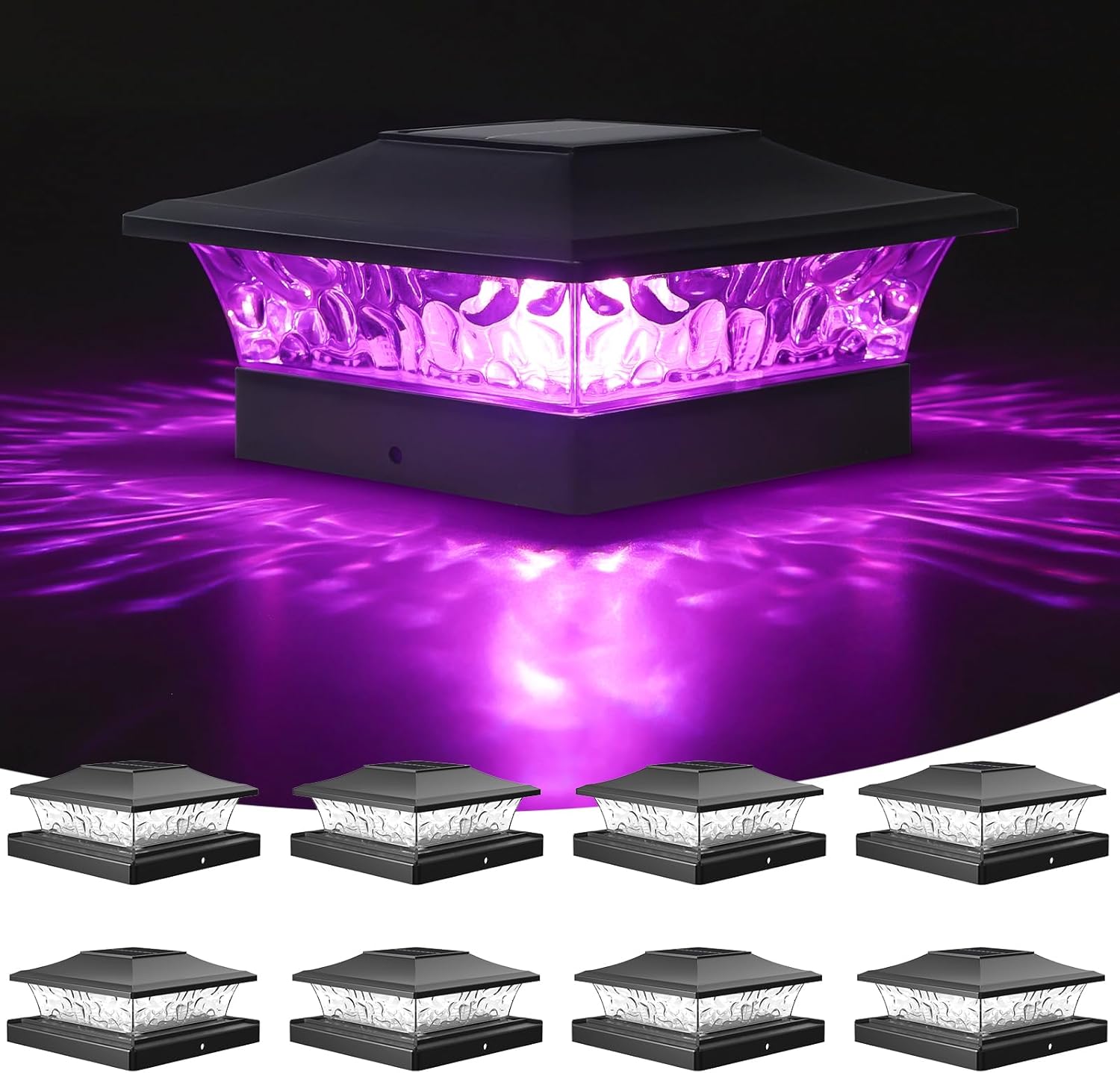 VOLISUN Solar Post Cap Light : RGB Color Changing - Fence Post Lights Solar Outdoor Waterproof for 4x4 x5 x6 WoodenVinyl Post