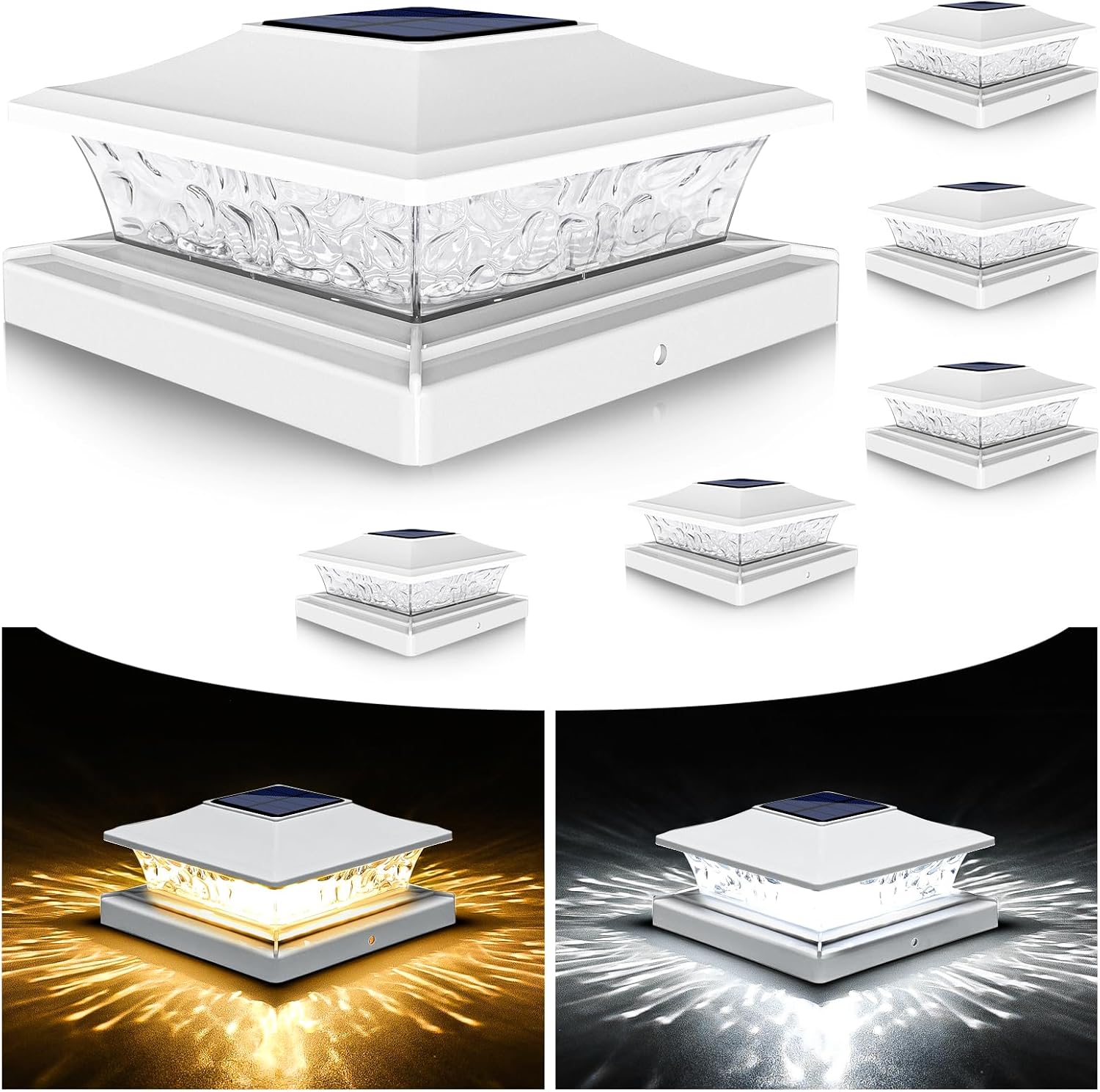 VOLISUN Solar Post Cap Lights Outdoor 4x4/6x6 Wooden/Vinyl Fence Cap Lights for Patio/Garden,Warm White with 2 Lighting Modes Waterproof,ABS Shell Lens