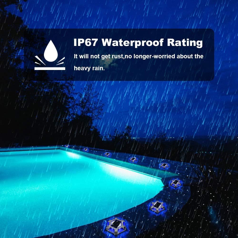 VOLISUN Solar Deck Lights, Waterproof 1200mAh Wireless Outdoor LED Aluminum Dock Lighting Warning Step Lights for Driveway Sidewalk Garden Pathway Yard