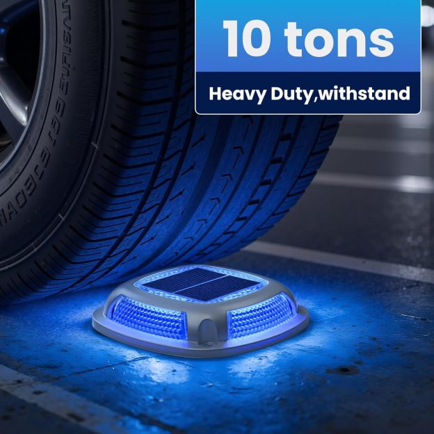 VOLISUN Solar Driveway Lights Waterproof Dock & Deck Marker Lights,2-in-1 Blue & White LED,IP67 Wireless Outdoor Solar Light for Driveways,Sidewalks,Pathways,and Yards