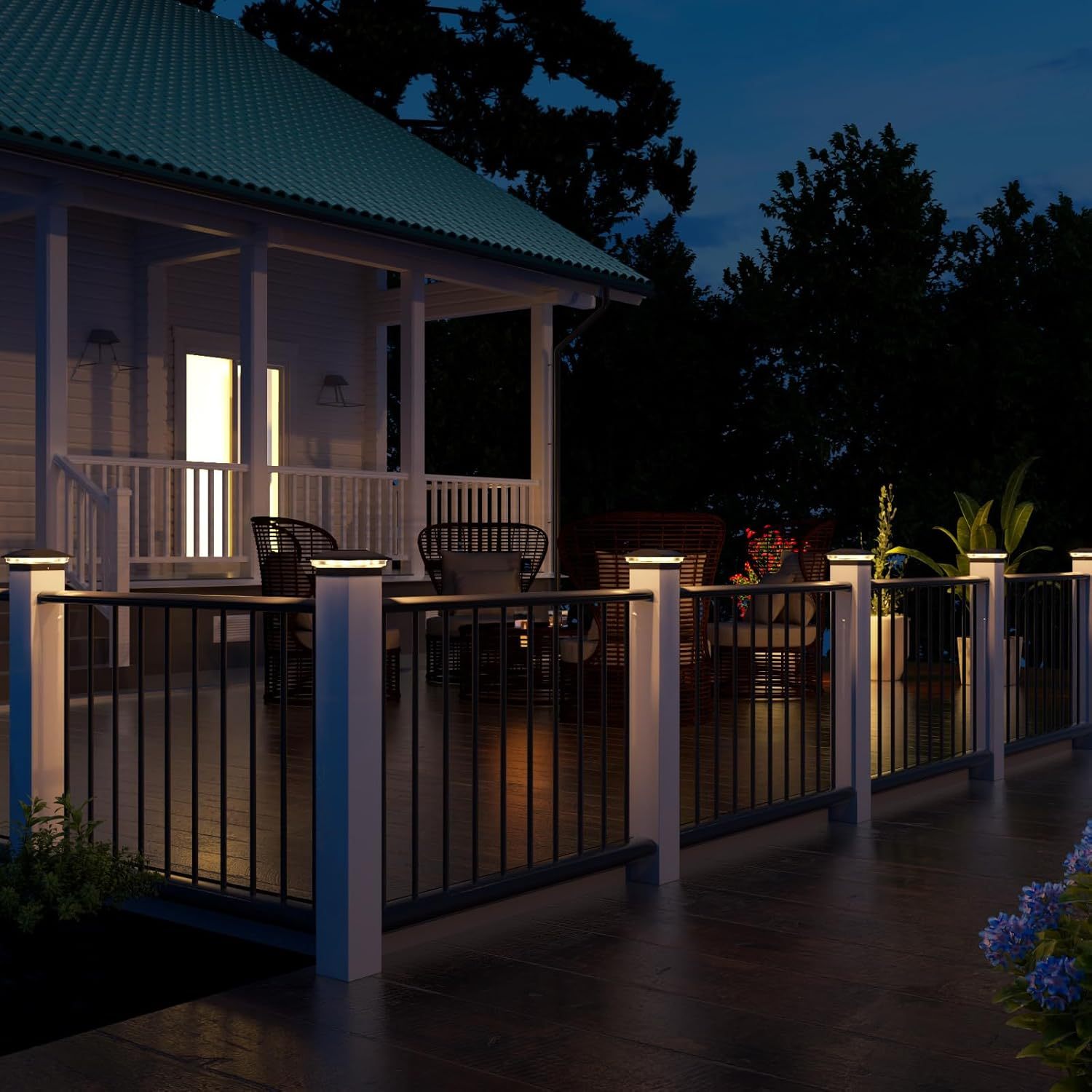 VOLISUN Solar Post Cap Light Outdoor Waterproof ,Solar Fence - Post Lights for 4x4 5x5 6x6 Wooden/Vinyl Post, Deck Cap Light Solar Powered with Warm White for Garden/Patio/Porch