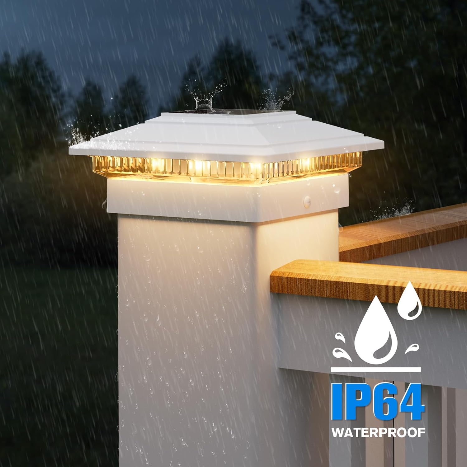 VOLISUN Solar Fence - Post Lights, Solar Post Cap Light Outdoor Waterproof 12pack, Deck Cap Light Solar Powered, for 4x4 5x5 6x6 Wooden/Vinyl Post