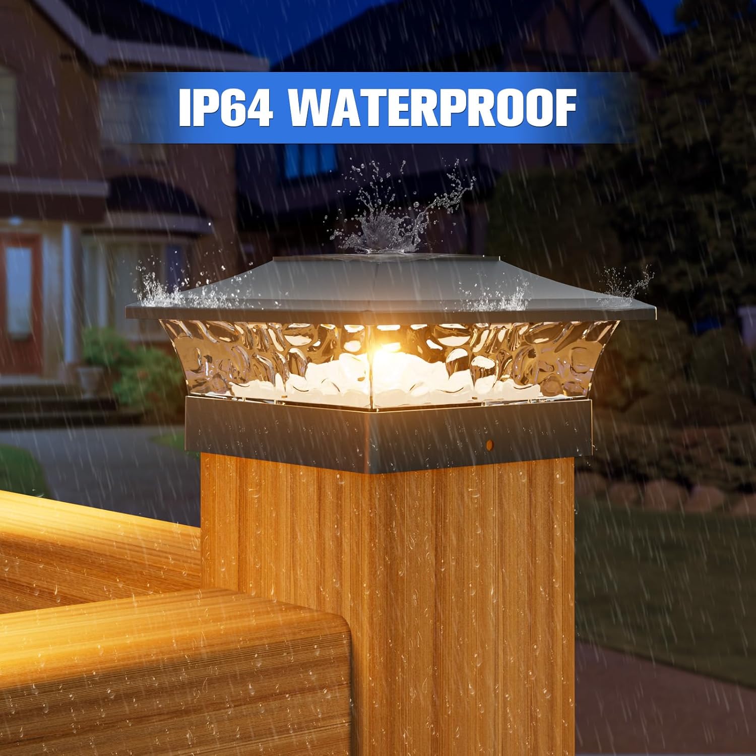 VOLISUN Solar Post Cap Light : RGB Color Changing - Fence Post Lights Solar Outdoor Waterproof for 4x4 x5 x6 WoodenVinyl Post