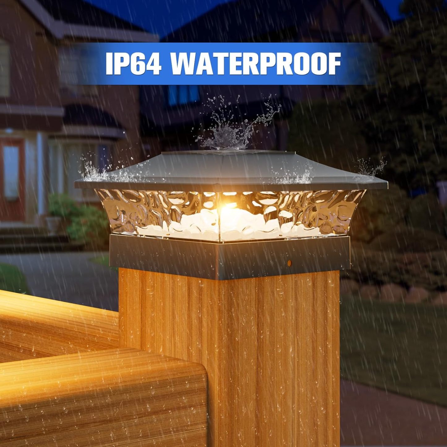 VOLISUN Solar Post Cap Light : RGB Color Changing - Fence Post Lights Solar Outdoor Waterproof for 4x4 x5 x6 WoodenVinyl Post