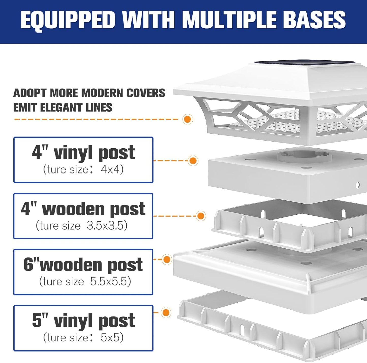 VOLISUN Solar Post Cap Light Outdoor Waterproof: RGB Color Changing - Solar Fence Cap Flashing Lights for 4x4 5x5 6x6 Wooden Vinyl Post